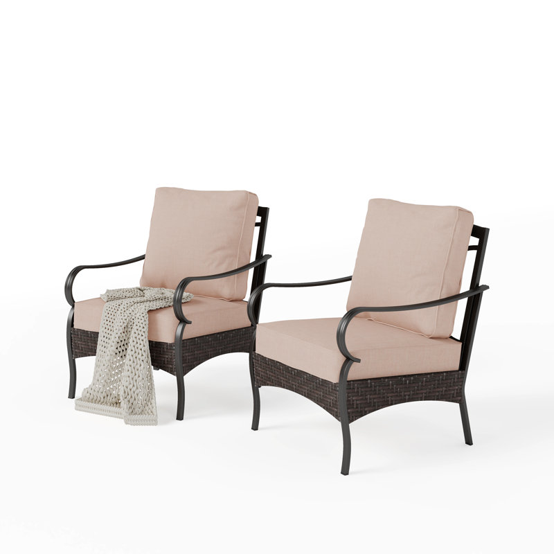 Chaises longues de patio avec coussins (ensemble de 2)