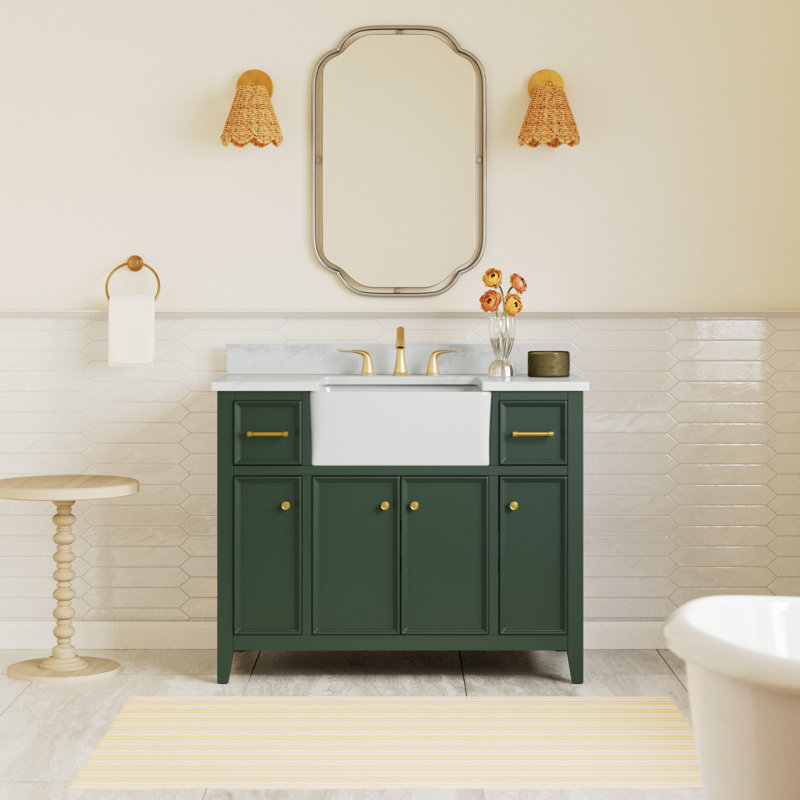 Aisa 42" Single Bathroom Vanity, Evergreen/Brushed Gold