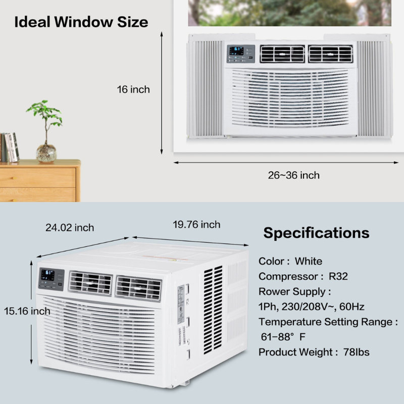 Winado 12000 BTU Wi-Fi Connected Window Air Conditioner for 550 Square Feet with Heater and Remote Included