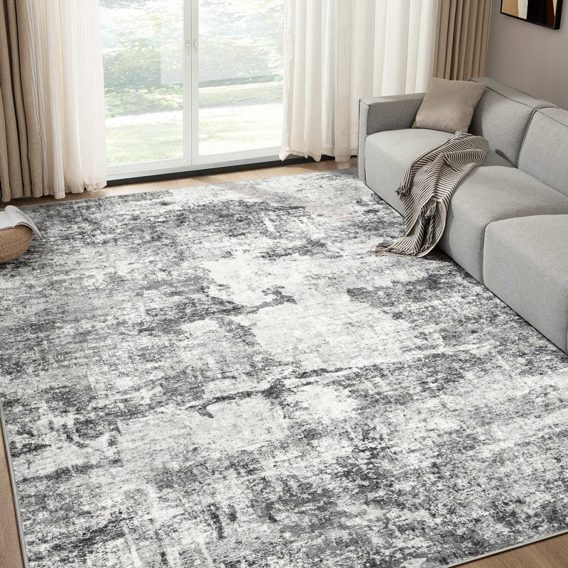 Tapis bohème neutre lavable Dagmar, Rectangulaire 8 pi x 10 pi, Grey;Orange