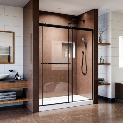 56"-60"W X 76"H Bypass Sliding Shower Door Soft Close Quick-Install With Lifetime Maintenance-free Rollers