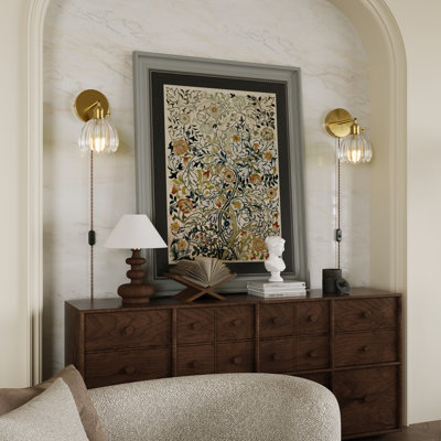 Lot de 2 appliques murales orientables à 180° avec abat-jour en verre transparent en forme de tulipe, à brancher ou à câblér