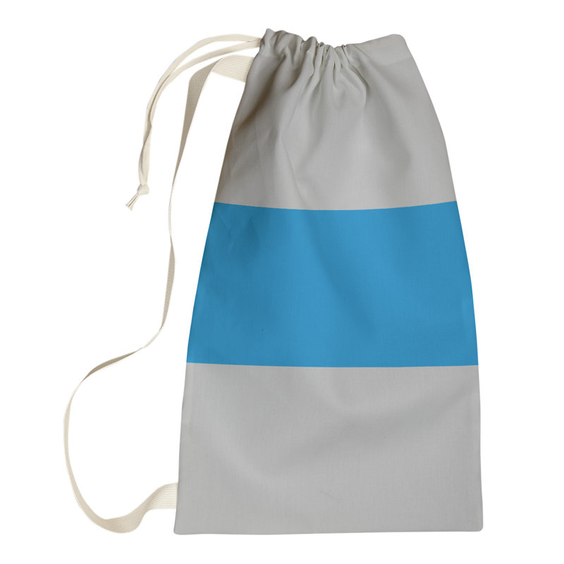 Boston Fabric Laundry Bag with Handles, Medium (36" H x 28" W), Silver/Blue
