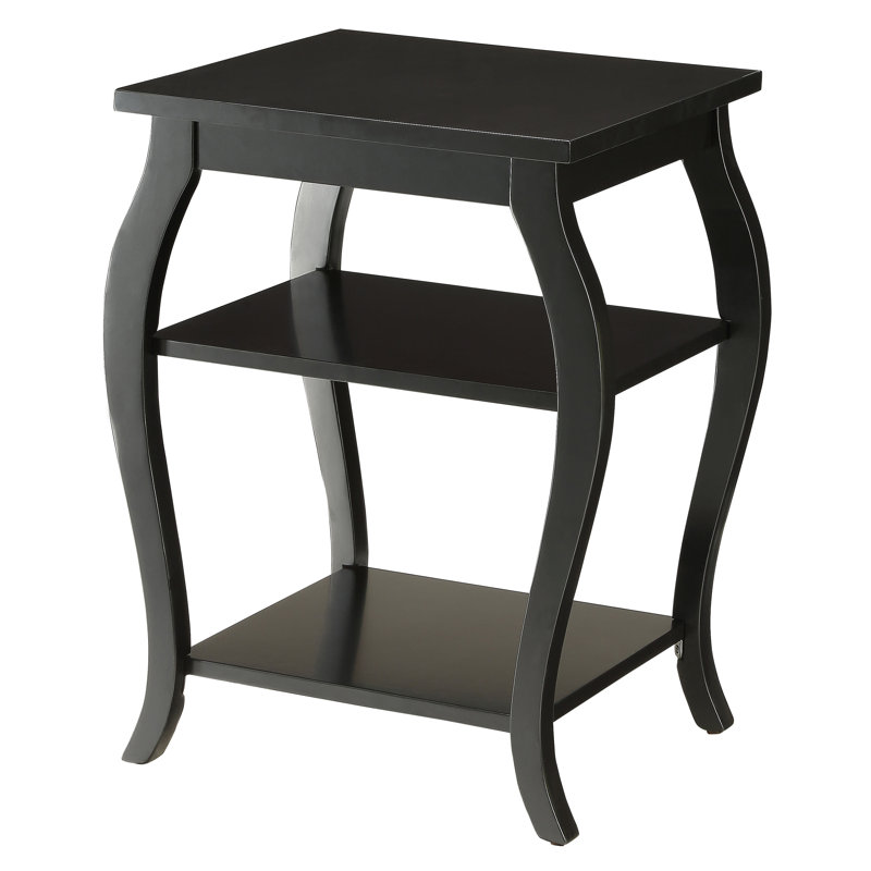 Black 2-Shelf End Table