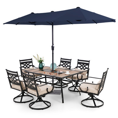 Alyah 6 - Person Patio Dining Set with Rectangular Table , Cushions Included