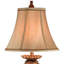 Lampe de table haute en polyrésine 31 "avec finition rouge et brune, abat-jour en lin