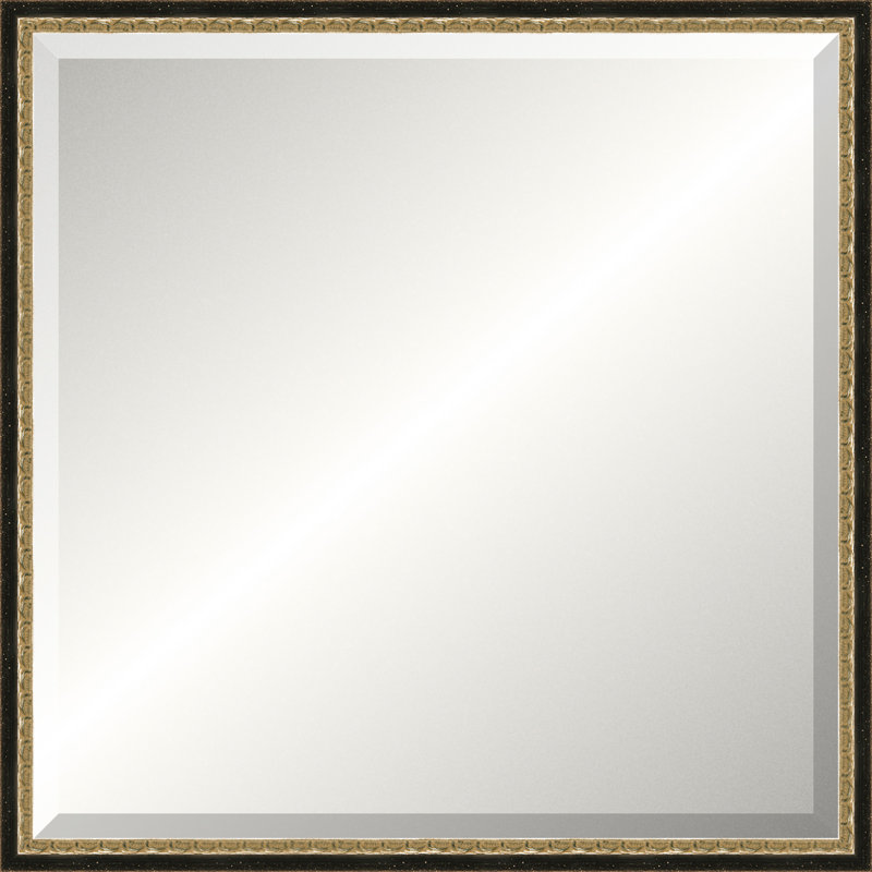 Black and Silver Old World Mirror, Small Square