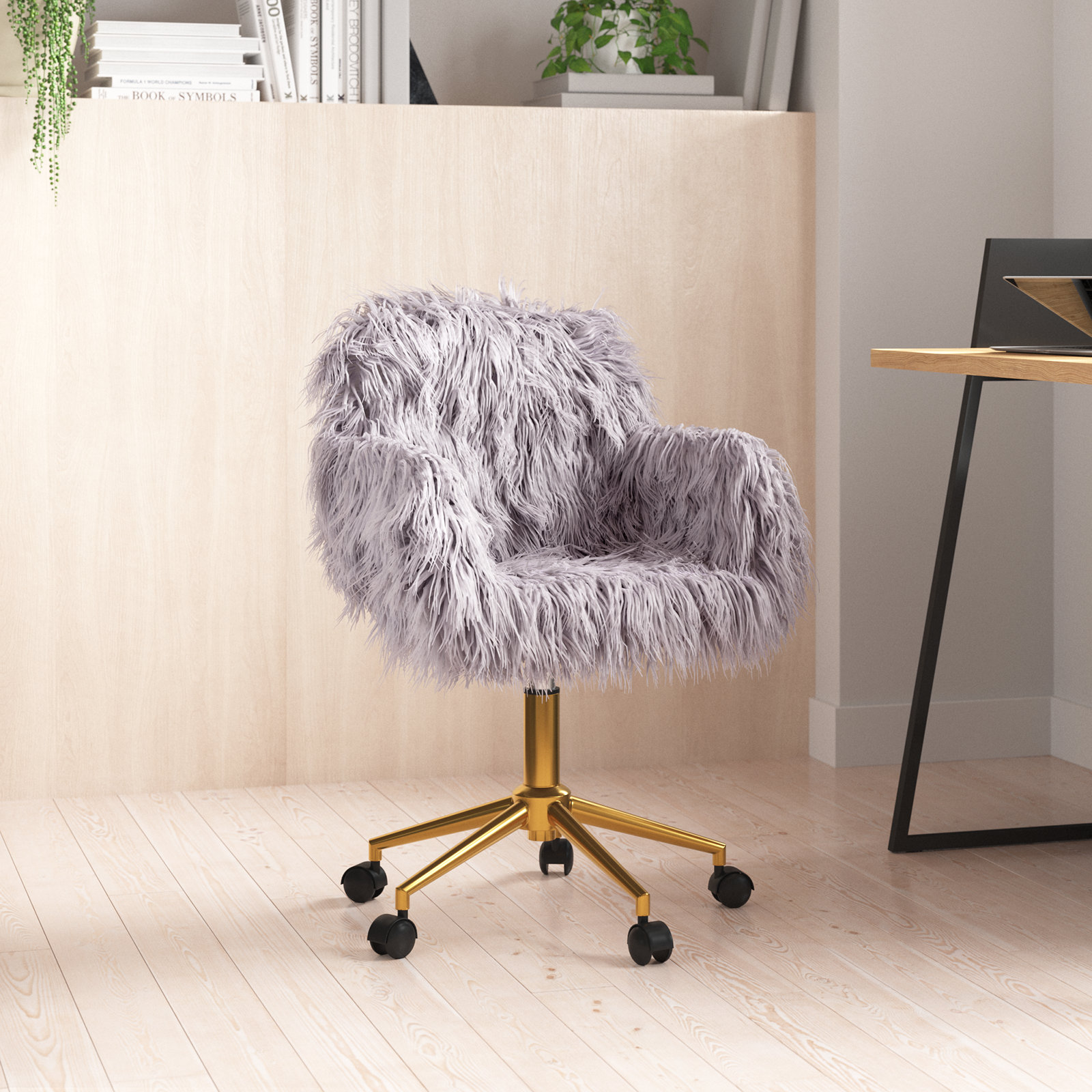 Vanity Chairs with Backs, Cute Fluffy Upholstered Padded Seat