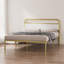 Structure de lit en métal et acier avec tête de lit tapissier moderne (grand) - beige et doré