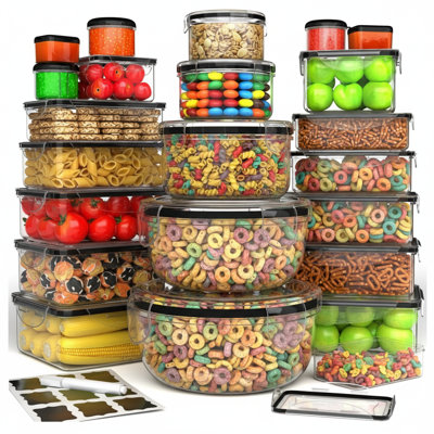 44 récipients de rangement avec couvercle, 44 récipients pour aliments avec couvercle hermétique, 22 récipients et 22 couvercles (paquet de 22)