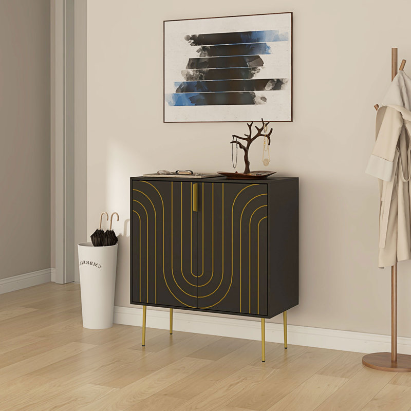 HOMCOM Storage Cabinet Cupboard 2 Doors Adjustable Shelf Sideboard Black
