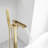 VIBRANTBATH Freestanding Floor Mount Waterfall Tub Filler, Single Handle Bathtub Faucet with Handheld Shower, Brushed Gold-78862873