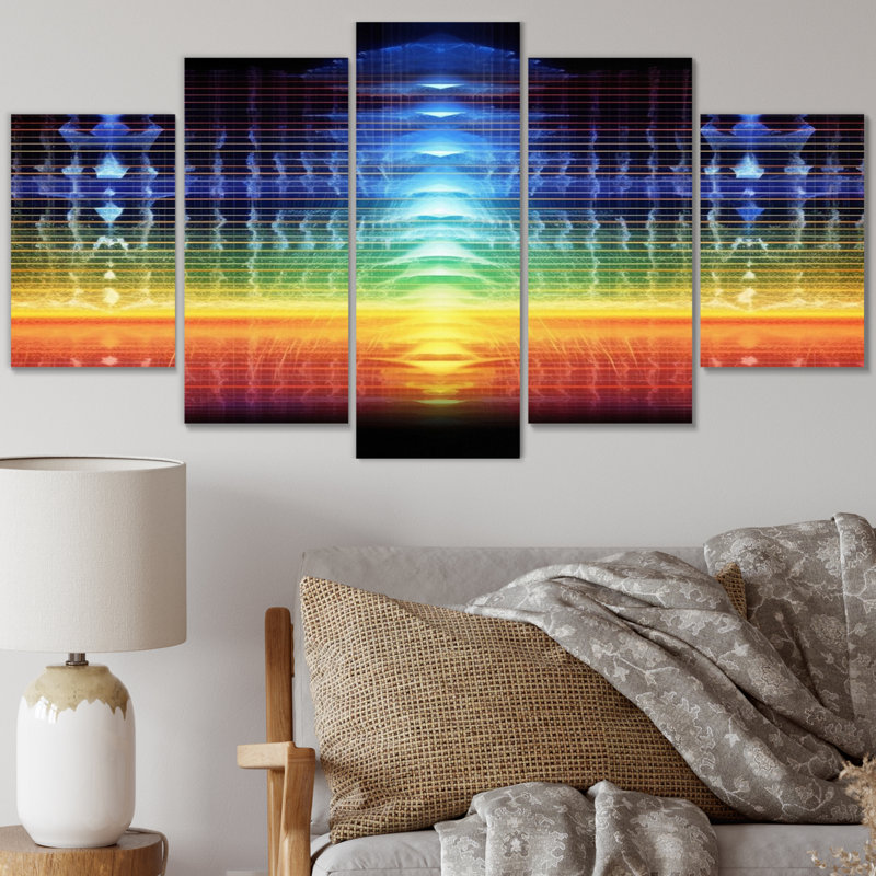 Waveform Spectrum Abstract Resonances X - Formes abstraites, reproduction sur toile - 5 panneaux