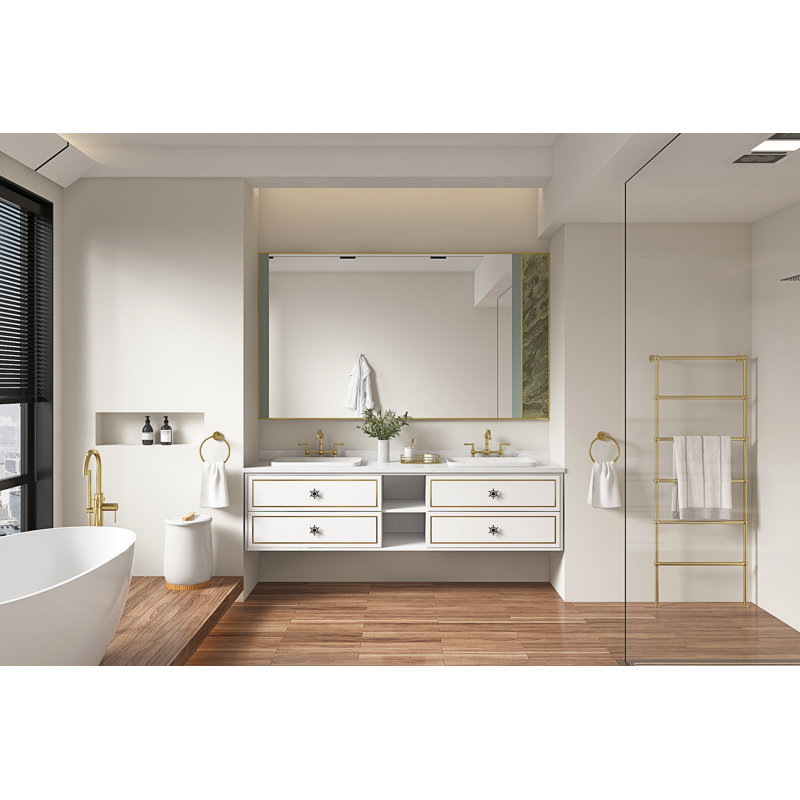 Le meuble-lavabo mural de 84 po convient aux lavabos doubles, armoire seulement (comptoir et lavabos non inclus)