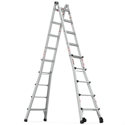 Aluminum Multi-Position Ladder With Wheels, 300 Lbs Weight Rating