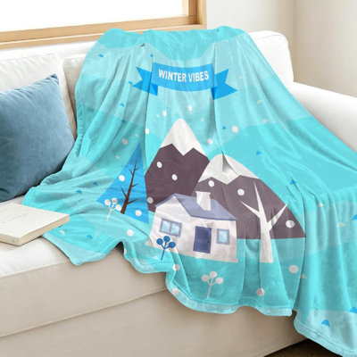 Jeté en flanelle transparente molletonnée ultra douce, imprimé d'un côté hivernal