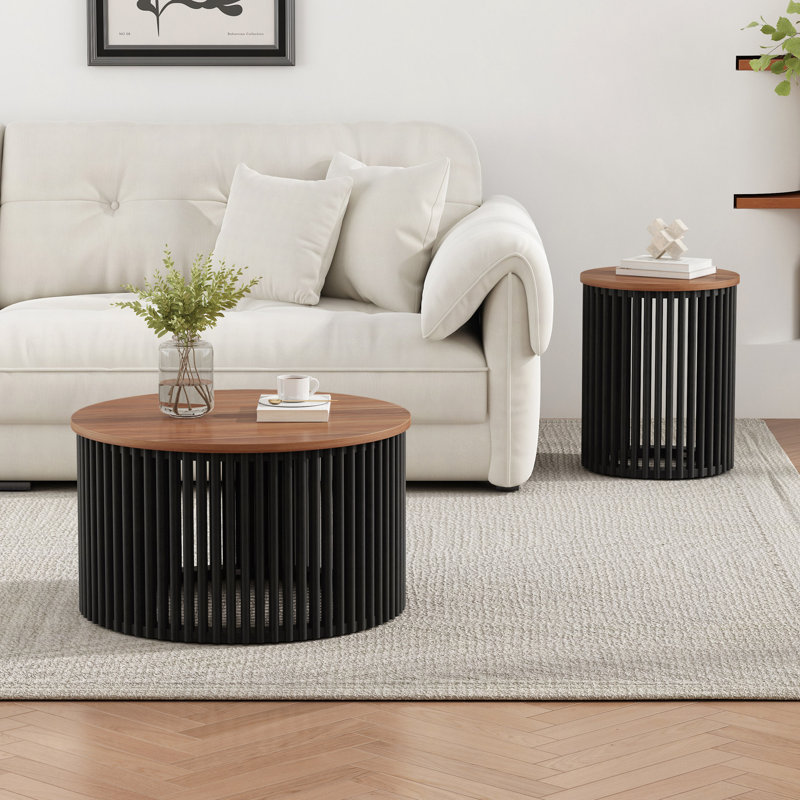 Ensembles de mobilier de patio: table basse en bois massif d'acacia + table d'appoint en bois massif d'acacia
