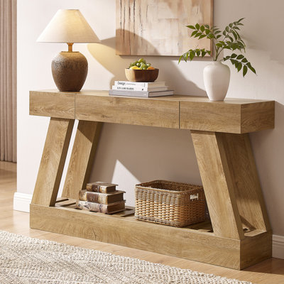 Table d'entrée 60 "avec tiroir, table de vestibule en bois avec base robuste, canapé pour le salon
