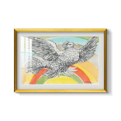 Colombe volante à l'arc-en-ciel, 1952 - Pablo Picasso - Estampe encadrée sur mesure