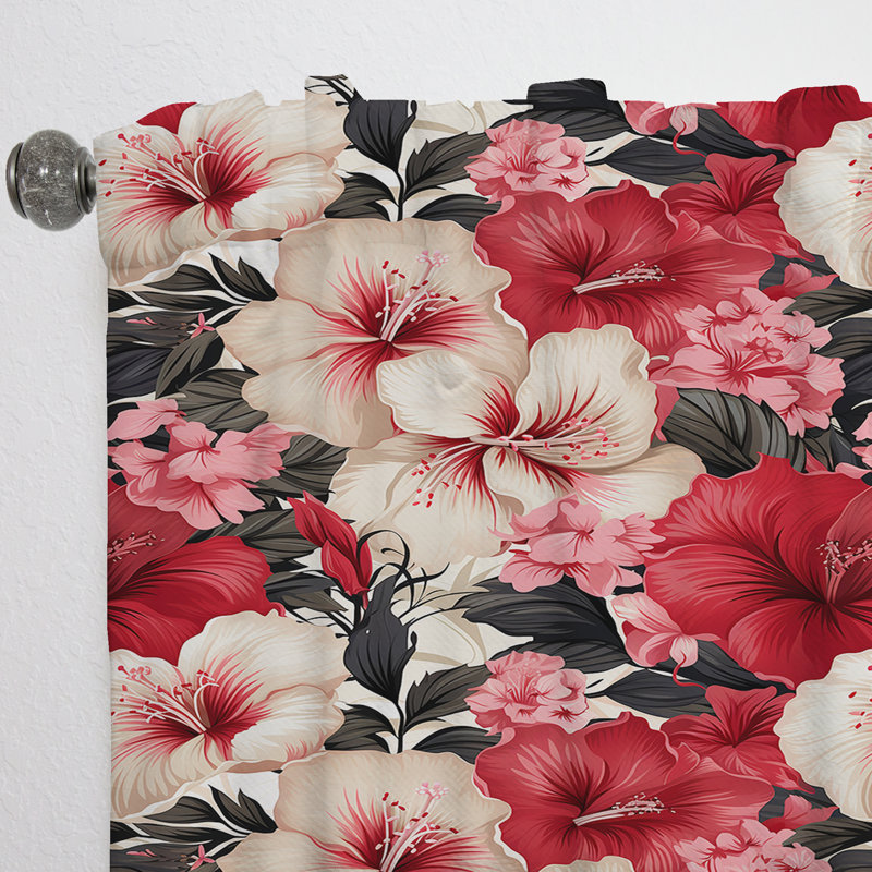 Hibiscus Romance - motif tropical III - Rideau floral - Rideau floral obscurcissant - 1 panneau, L 52 po x L 108 po