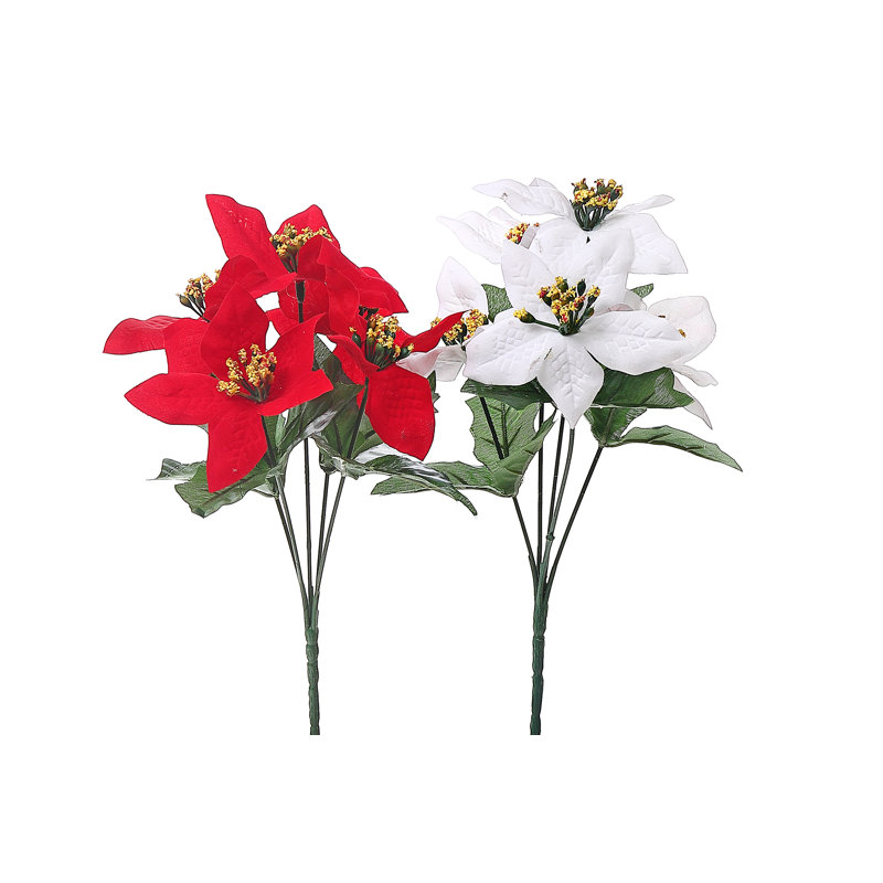Bouquet de Noël poinsettia 5 têtes - ensemble de 6
