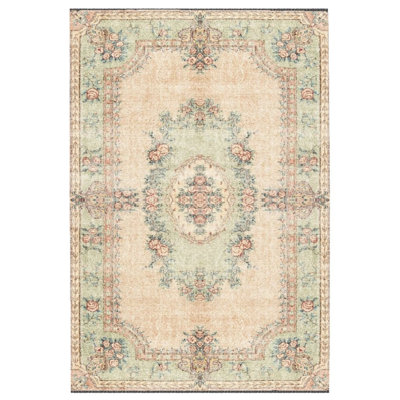 Blende Oriental Cream Machine Woven Cotton Polyester Area Rug