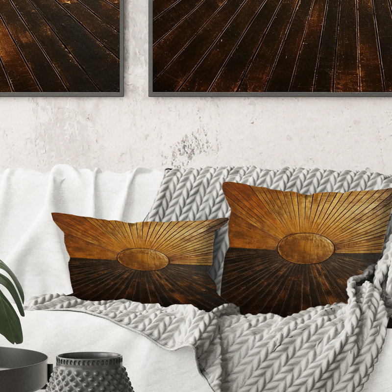 Bronze Brilliance Symmetry IV - Abstract Shapes Printed Throw Pillow