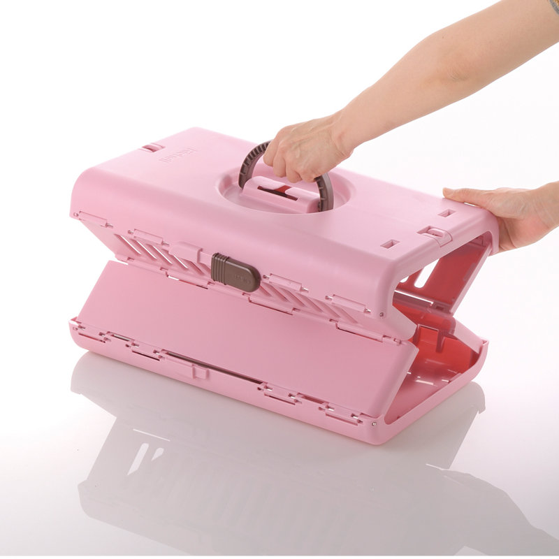 Foldable Pet Carrier with one door, Pink, Small (15" H x 13.5" W x 22" D)