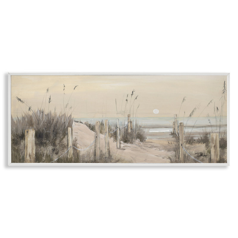 Art de la giclée encadrée White Moon Over Ocean par Patricia Pinto, Estampe numérique encadrée blanc bord de mer