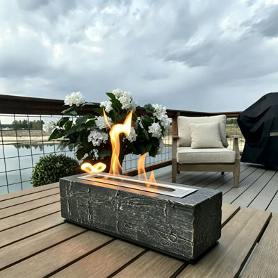 Large Rectangle Tabletop Firepit Concrete Tabletop Fireplace