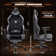 Adjustable Reclining Ergonomic Leather Swivel Computer And Racing Game Chair With Footstool(set of 2)