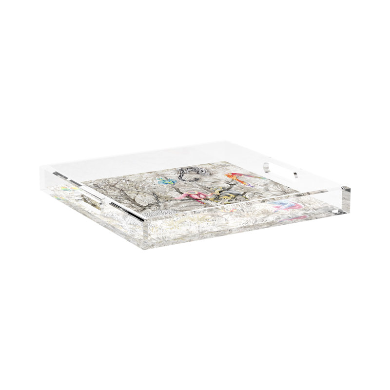 Arcadia Cheetah Scene Acrylic Square Decorative Tray, 2" H x 15" W x 15" D