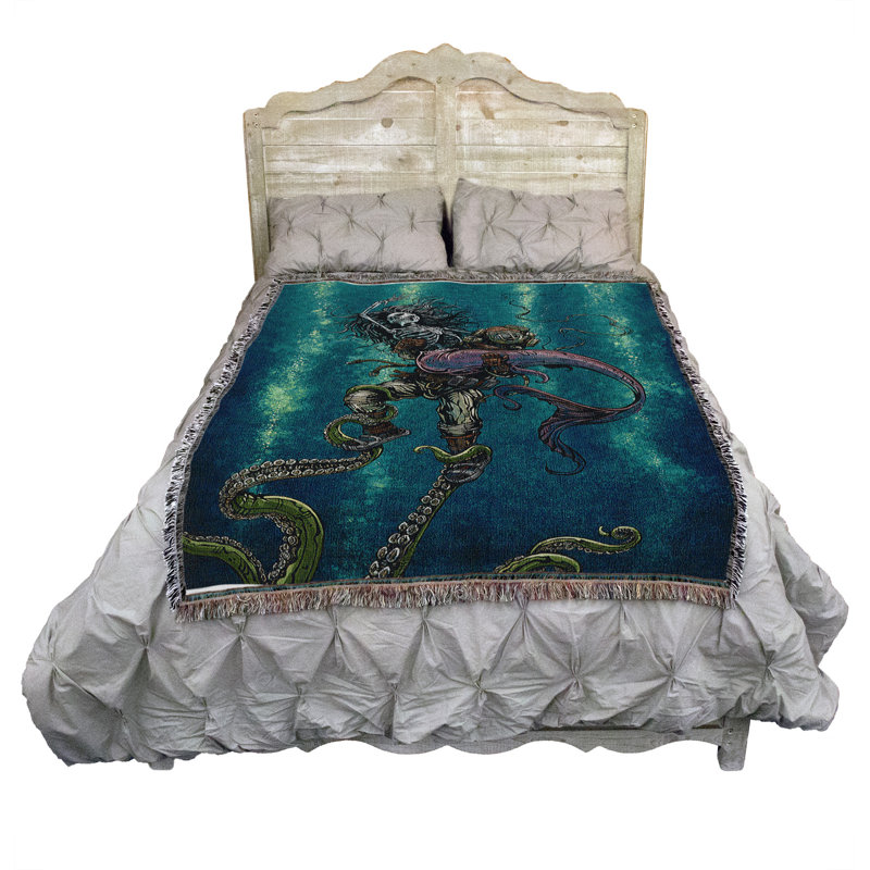 Pure Country Weavers Catch or Release Skeleton Blanket by David Lozeau - Gift Fantasy Tapestry Throw Woven from Cotton - Made in the USA (72x54)