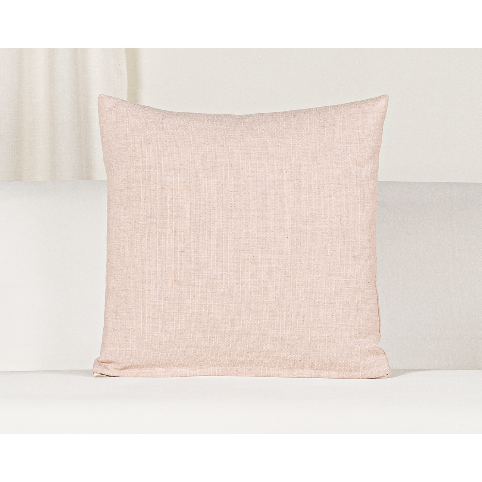 Indy Faux Linen Accent Pillow, Square 20", Feather, Pink