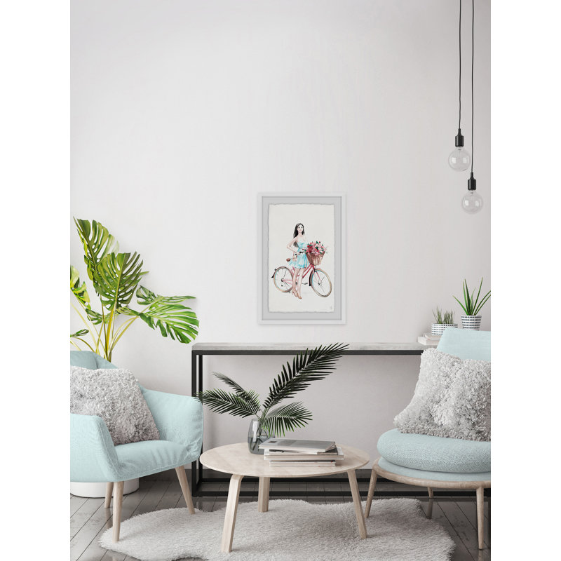 « vélo fille »-cadre photo, reproduction d’art sur papier, H 18 po x l 12 po x P 1,5 po