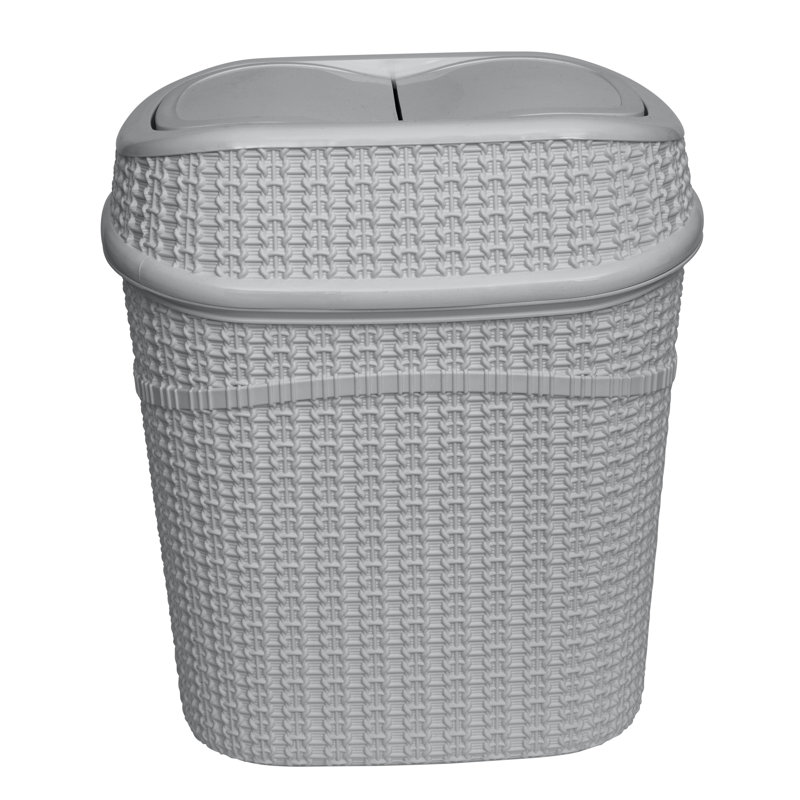 Gray Plastic Sailor Knot Swing Top Trash Can