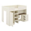 Lit mezzanine double avec bureau, structure de lit mezzanine double en bois avec garde-robe intégrée, tablettes de rangement et tiroirs-117531004