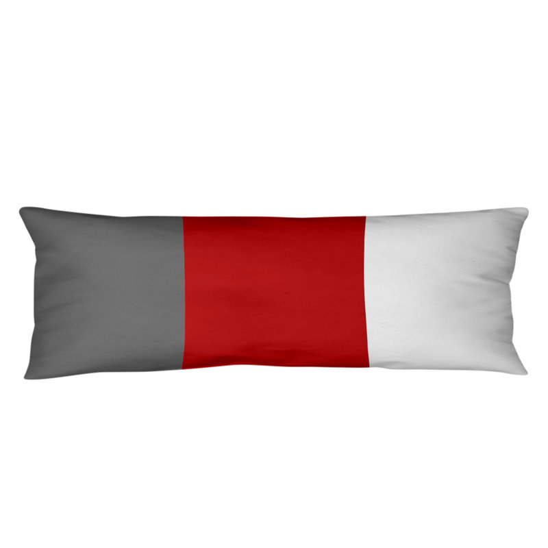 Addison Polyester Medium Pillow, Gray/Scarlet