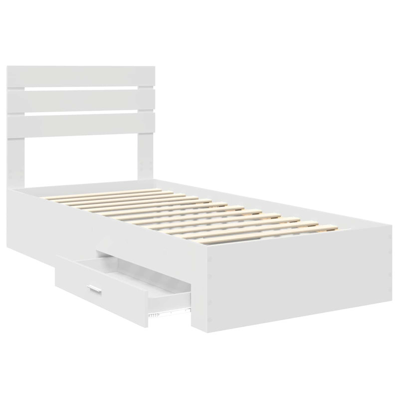 Small Single (2'6) Bed Frame, White/Silver