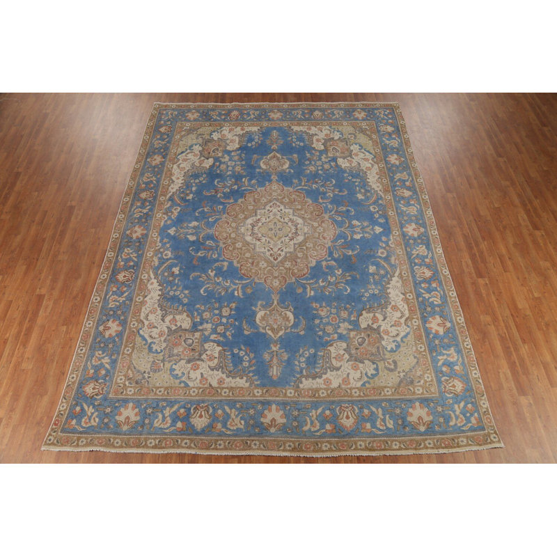 Tapis traditionnel bleu rétro 10 x 13