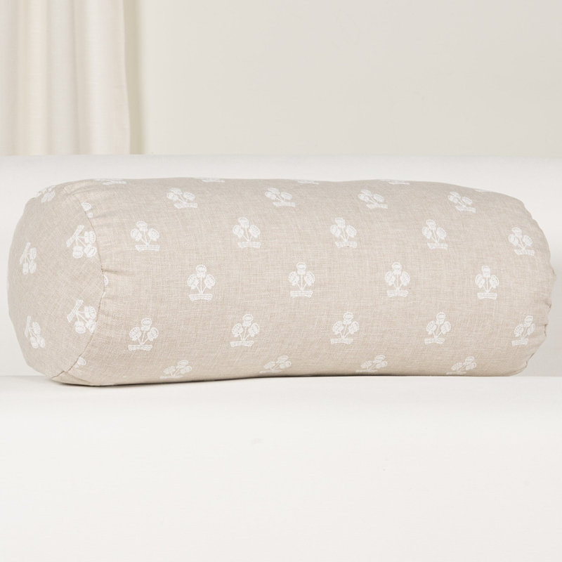 Housse et insert de coussin Hamachi, Linen Beige Floral, Traversin H 8 po x l 21 po, Polyester