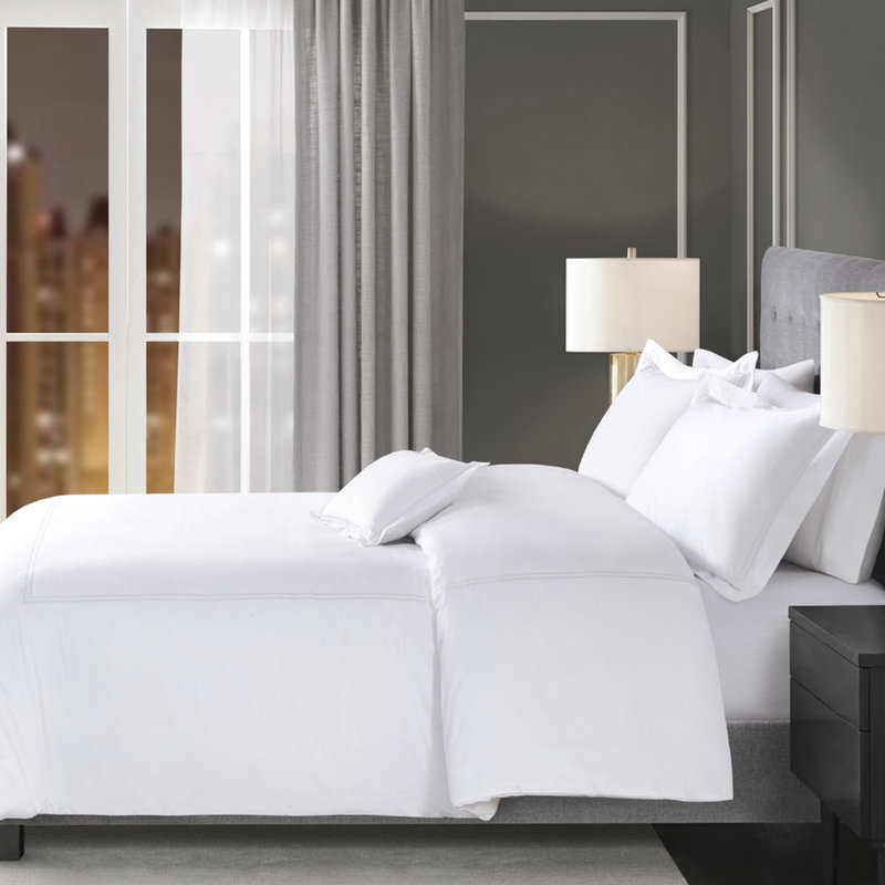 Élégant édredon en coton 500tc, avec housse de coussin amovible, capacité de 5 500 fils, Blanc