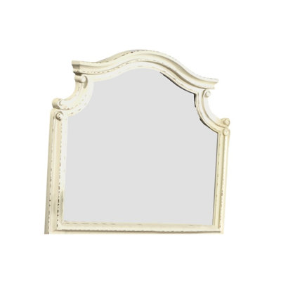 Miroir de chambre à coucher traditionnel en bois massif beige antique - style élégant, qualité