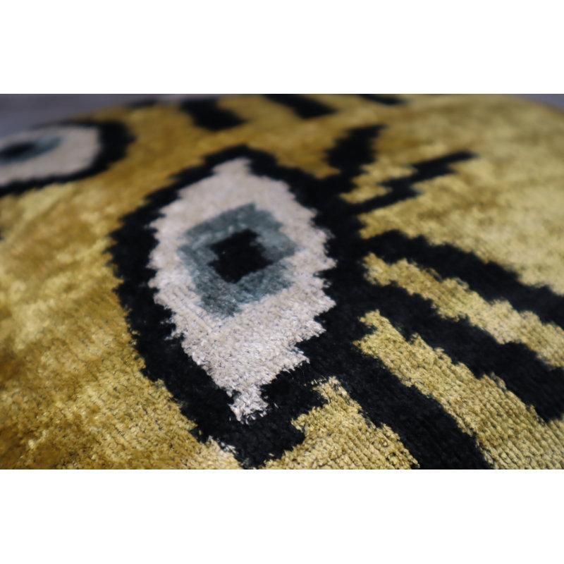 Coussin décoratif géométrique, 16 po x 16 po, Carré, Jaune/gris