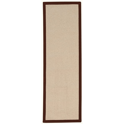 Nannette Handmade Light Beige Berber with Brown Cotton Border Made in the USA Area Rug