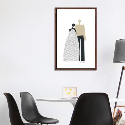 Biracial Wedding Couple in Black and White 1 Piece Wall Art on Canvas