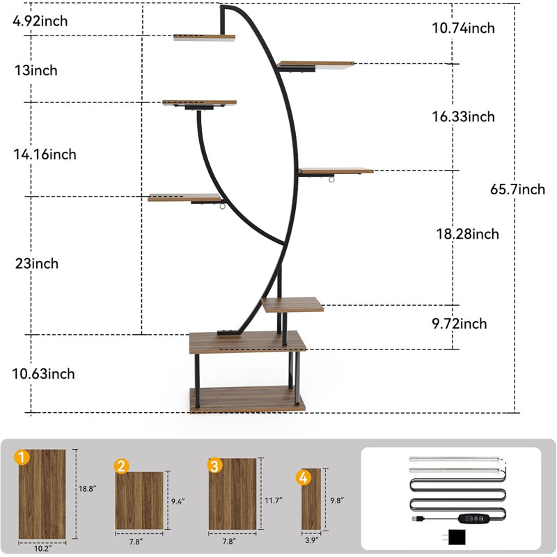 Support pour plante d'intérieur avec lumière de croissance