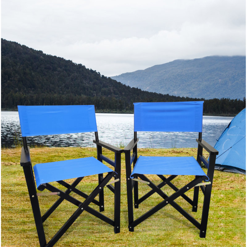 Chaise pliante en bois avec coussin d'assise en toile noire - Paquet de 2. Pratique. Dimensions : 51 cm x 58 cm x 91 cm. Poids : 6,5 kg (2 chaises). Durable. Facile à transporter.