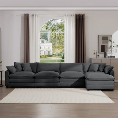 Canapé modulaire en tissu 4 places avec repose-pieds Mosinee