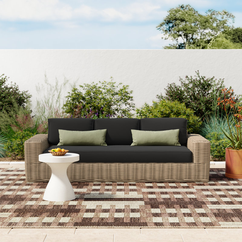 Admiral 89'' Wide Rectangle Patio Sofa with Cushions, Gray